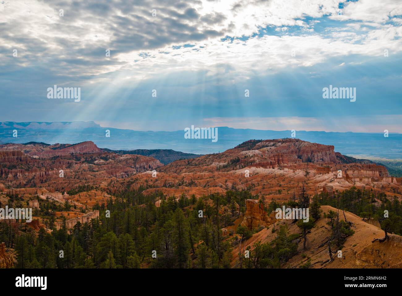Die dramatische Landschaft des Bryce Canyon National Park. Wind, Wetter, Wasser und Ewigkeiten der Zeit haben ein Naturwunder geschaffen. Stockfoto