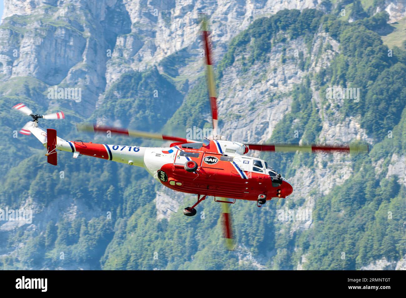 W-3A Sokol SAR Hubschrauber auf der Zigairmeet Air Show 2023 in Mollis, Schweiz Stockfoto