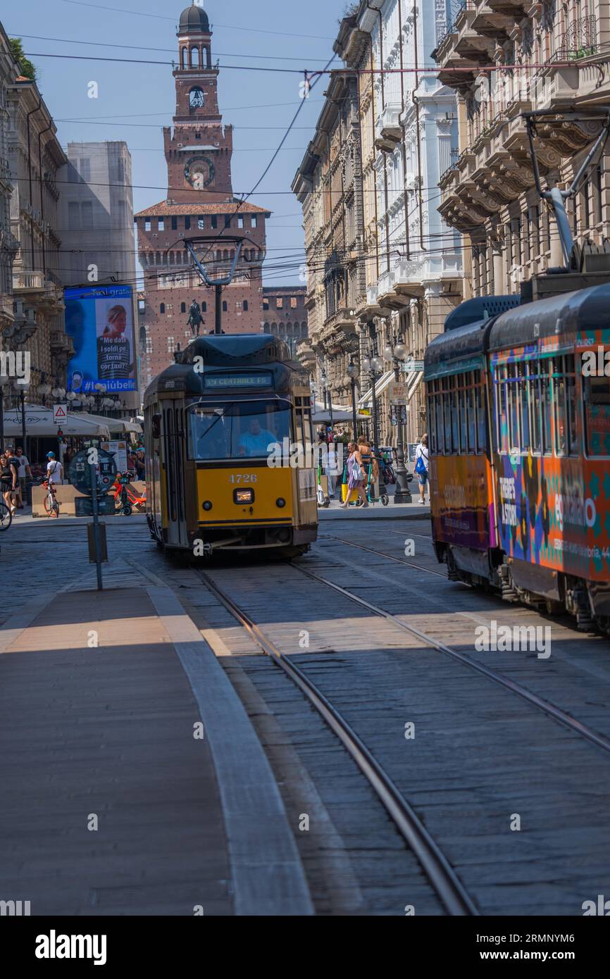 Mailand, Galerie vittorio Emanuele II, leonardo da vinci, castello sforzesco, giuseppe garibaldi e duomo di milano Stockfoto