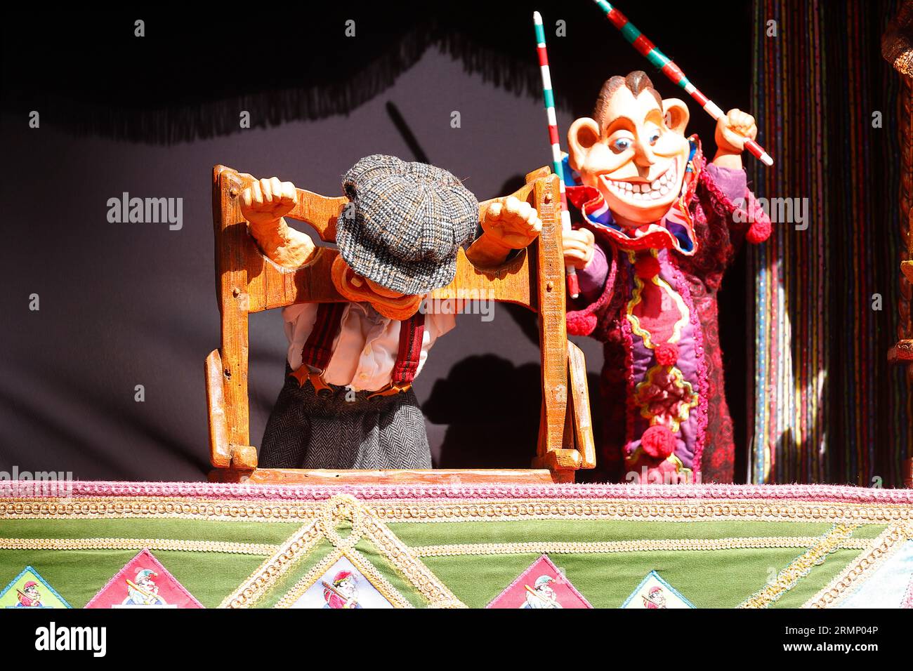 Punch & Judy Puppenshow in den Heights of Abraham in Matlock, Derbyshire, Großbritannien Stockfoto