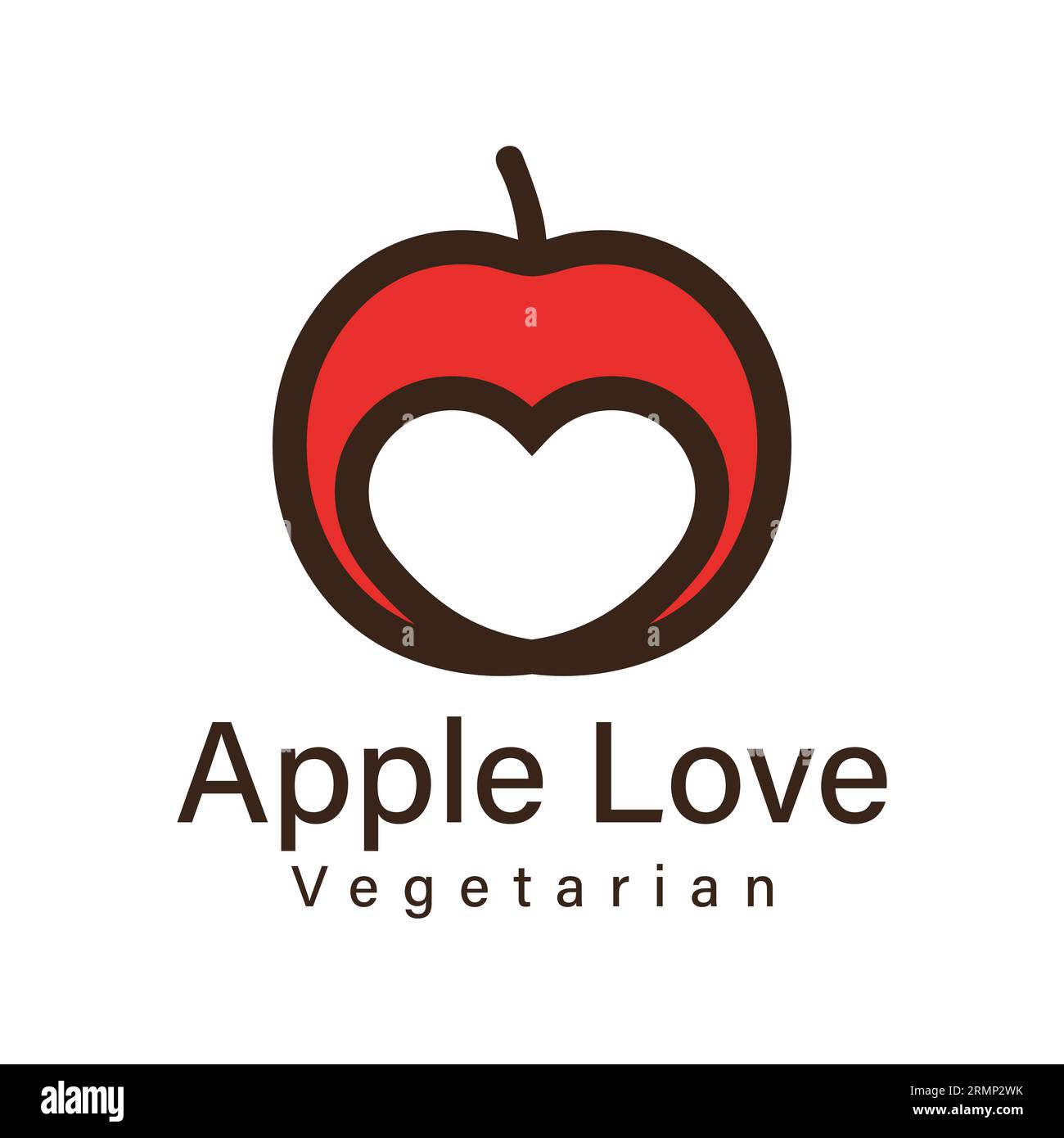 Apple Love Logo Design – Firmenlogo Für Vegetarische Lebensmittel Stock Vektor
