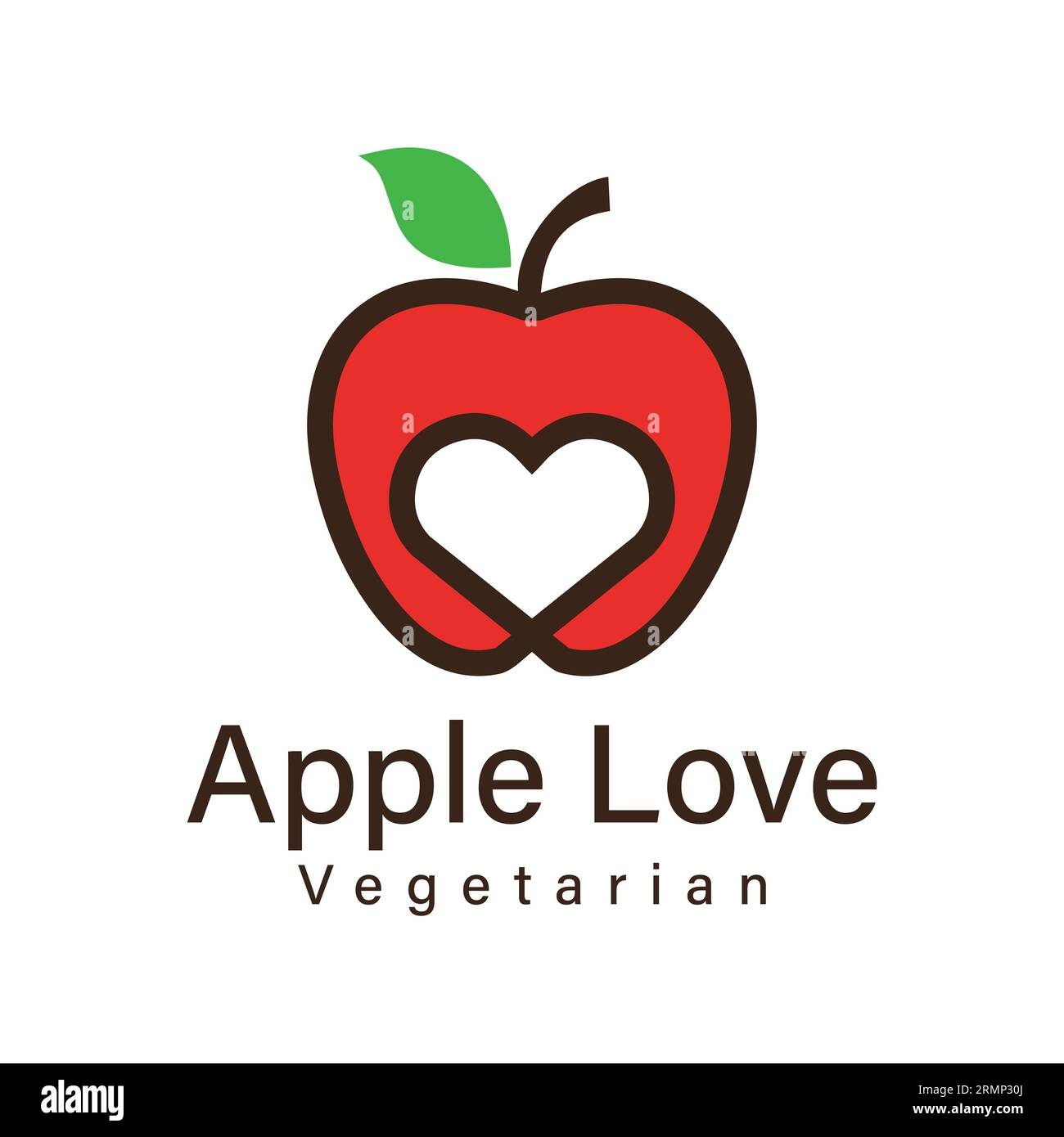 Apple Love Logo Design – Firmenlogo Für Vegetarische Lebensmittel Stock Vektor