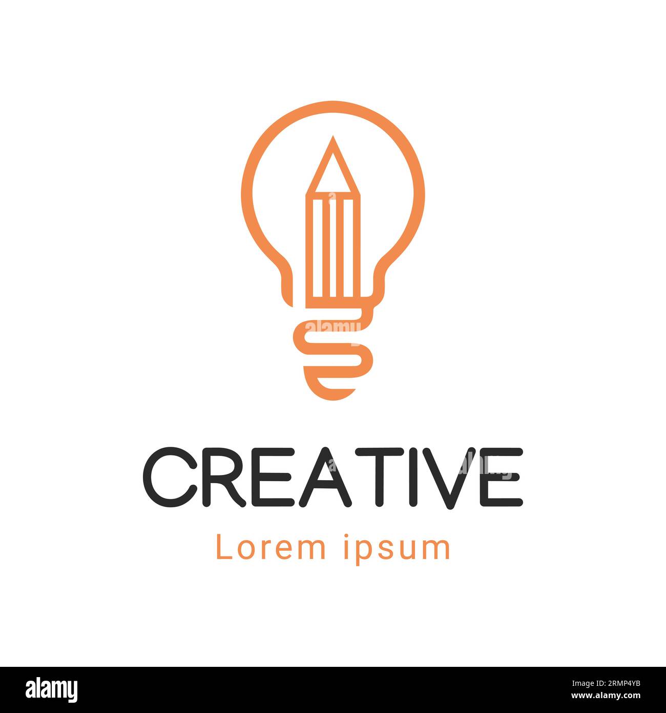 Creative Idea Bleistift Birne Logo Design Bleistift mit Birne Logotyp Stock Vektor