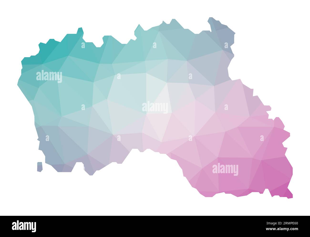 Polygonale Karte von Santa Maria Island. Geometrische Darstellung der Insel in smaragdgrünen Amethystfarben. Santa Maria Karte in flachem Poly-Stil. Stock Vektor