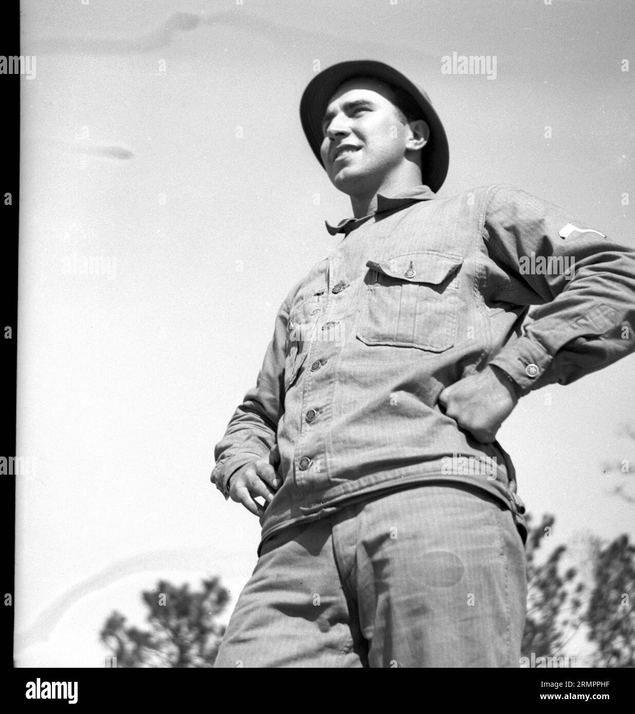 United States GI in Uniform. Mitglieder der 114. Infanteriedivision der US-Armee trainieren im Zweiten Weltkrieg gegen Deutschland in Europa. Stockfoto