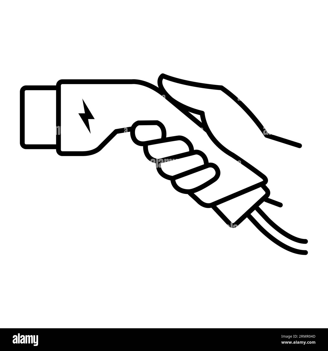 Handanschluss des Ladegerätsymbols, Ladeanschluss für Elektroautos, Vektor Stock Vektor