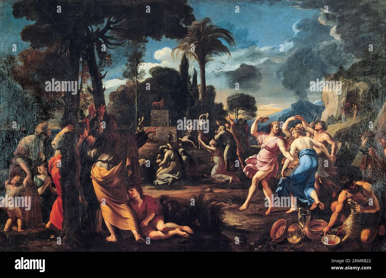 Francois Perrier, Anbetung des Goldenen Kalbes, Ölgemälde auf Leinwand, 1642 Stockfoto