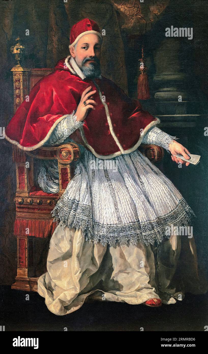Papst Urban VIII. (Maffeo Vincenzo Barberini, 1568-1644), Porträtgemälde in Öl auf Leinwand von Pietro da Cortona, 1624-1627 Stockfoto
