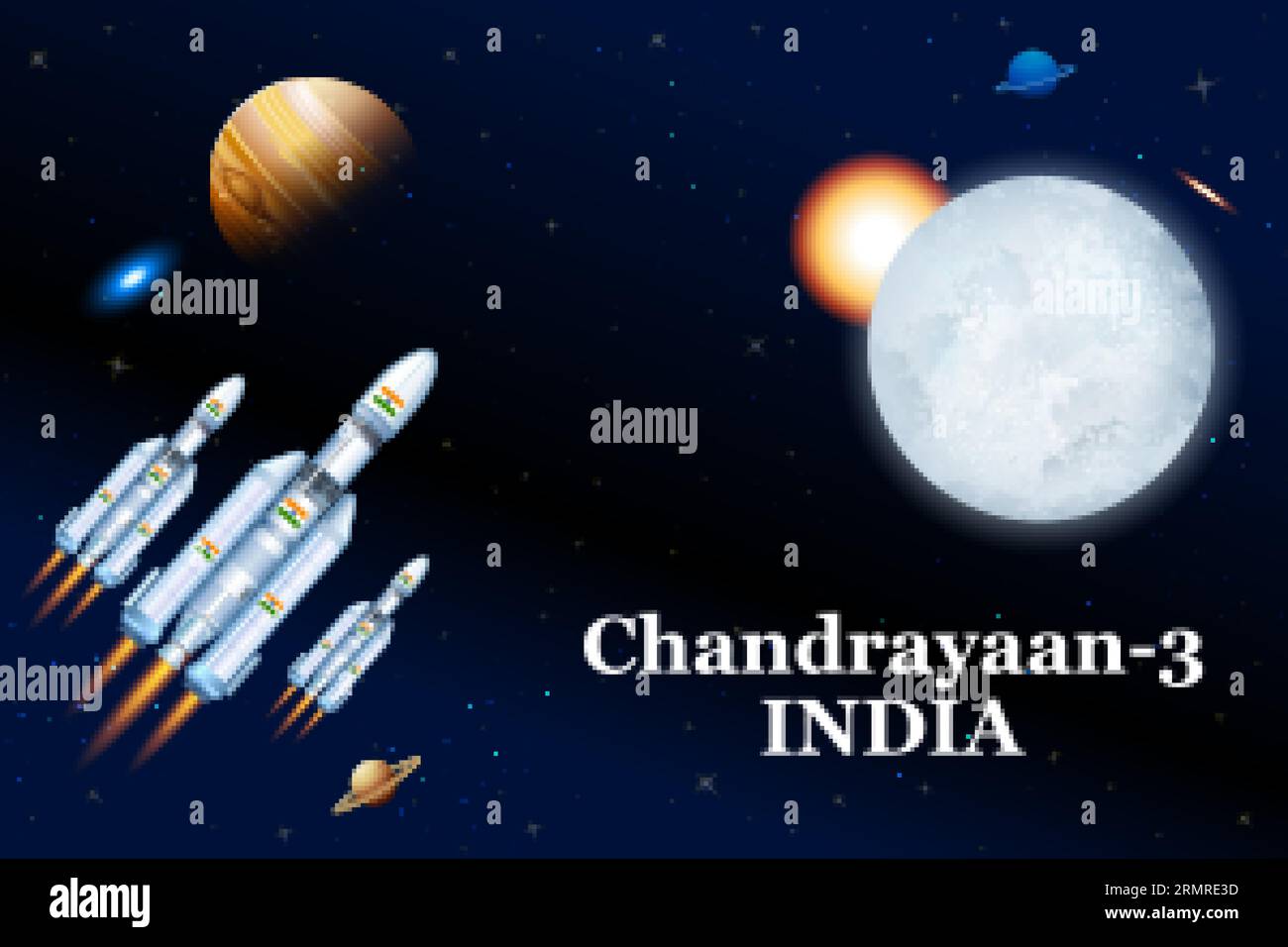 Illustration der von Indien für die Mondexplorationsmission gestarteten Raketenmission Stock Vektor