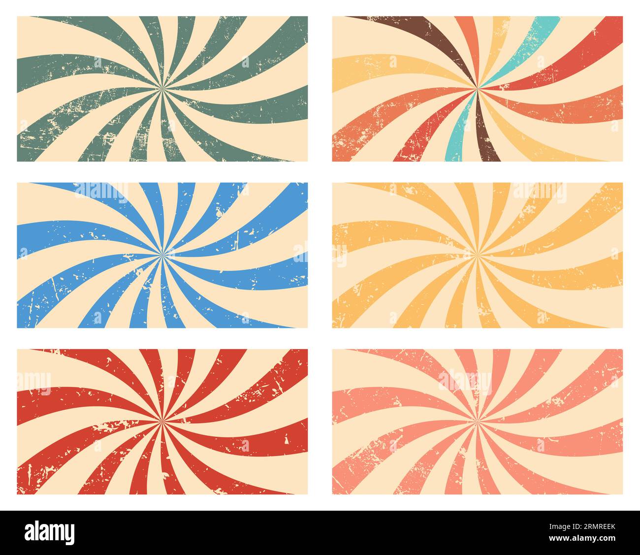 Set mit Retro-Rays-Grunge-Hintergründen. Vektorillustration Stock Vektor