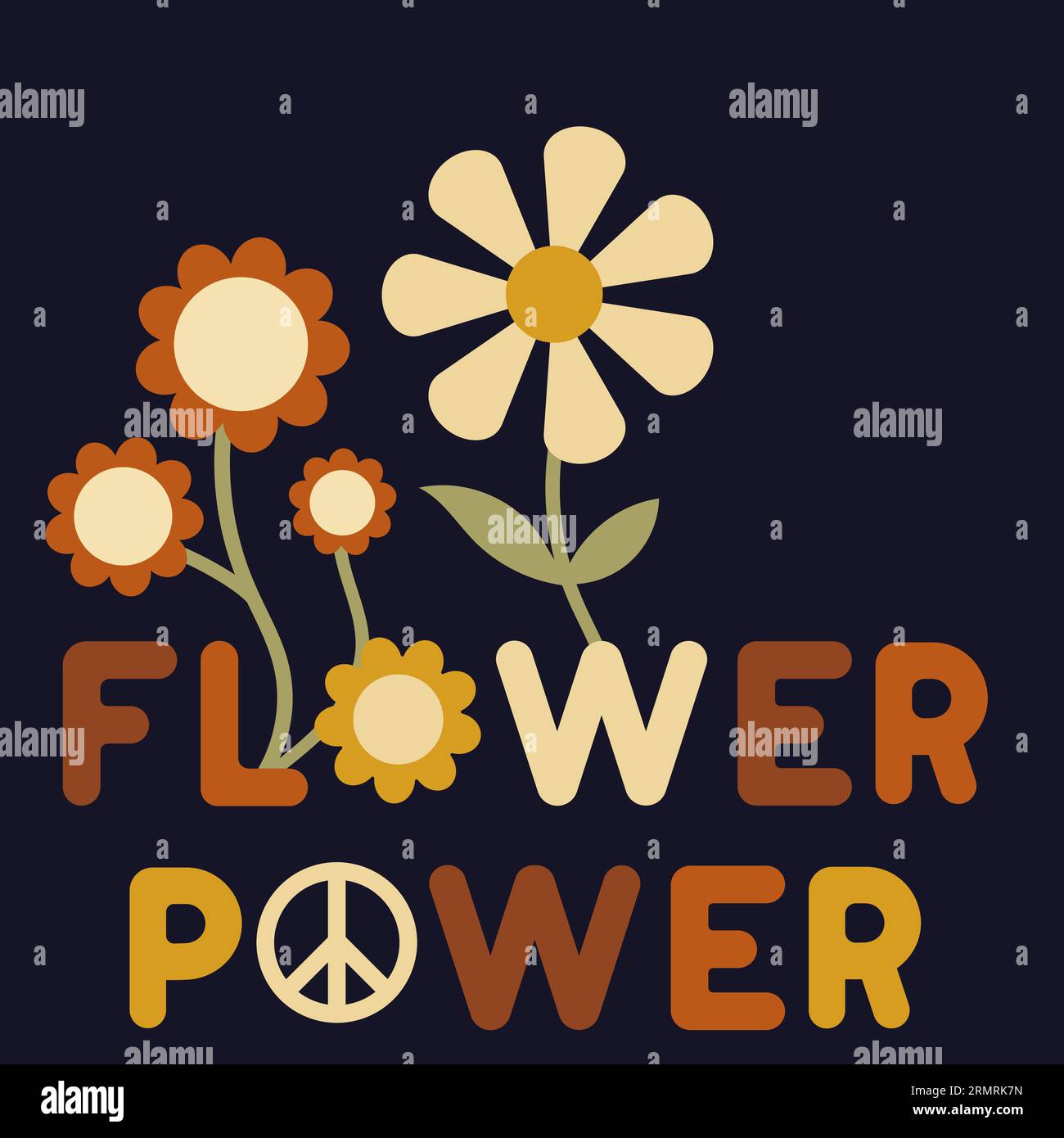 Design mit „Flower Power Motivation“-Schriftzug Stock Vektor