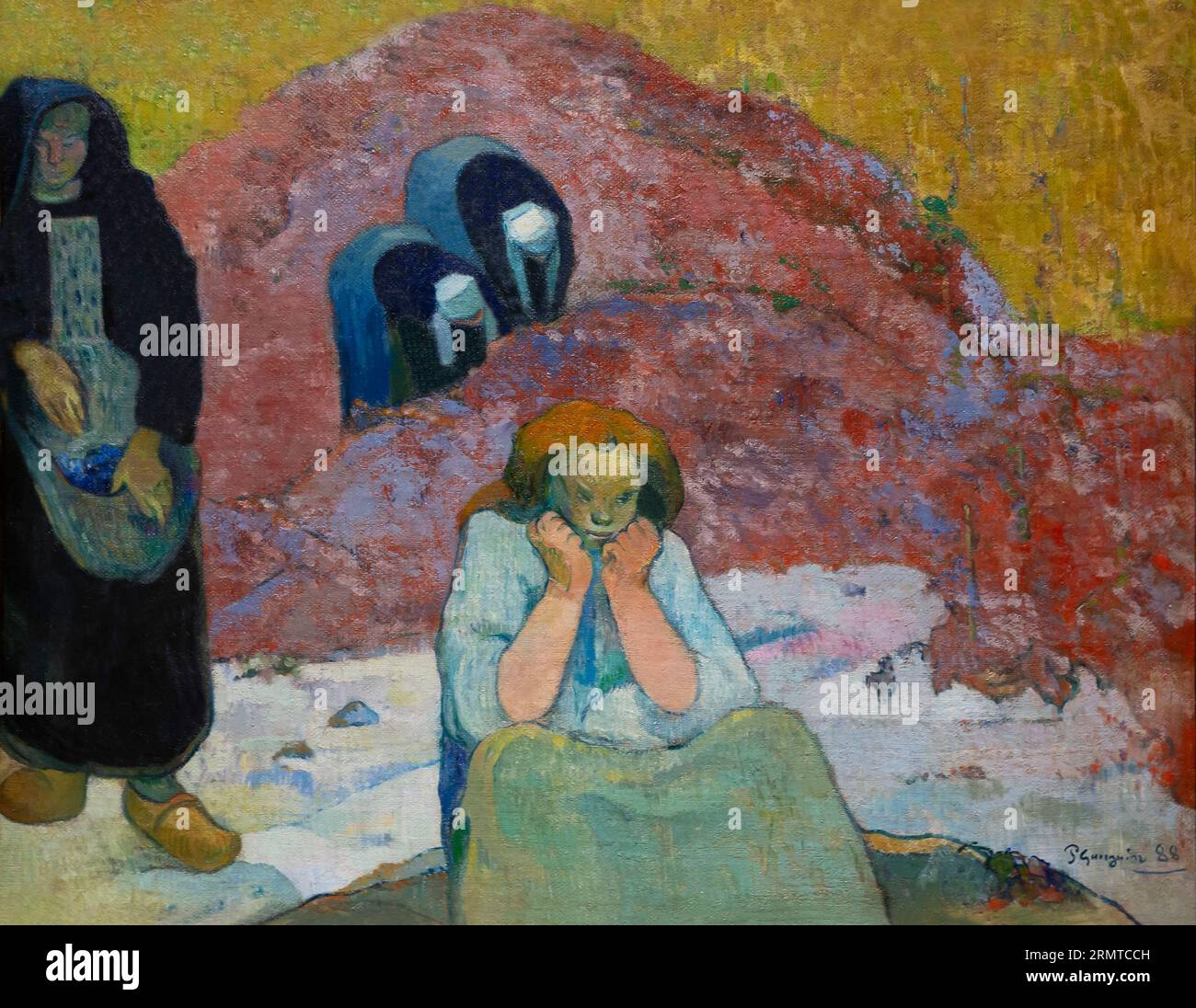 Weinernte, Menschliches Elend, Armut, Miseres Humaines, Paul Gauguin, 1888, Ordrupgaard, Kopenhagen, Dänemark, Stockfoto