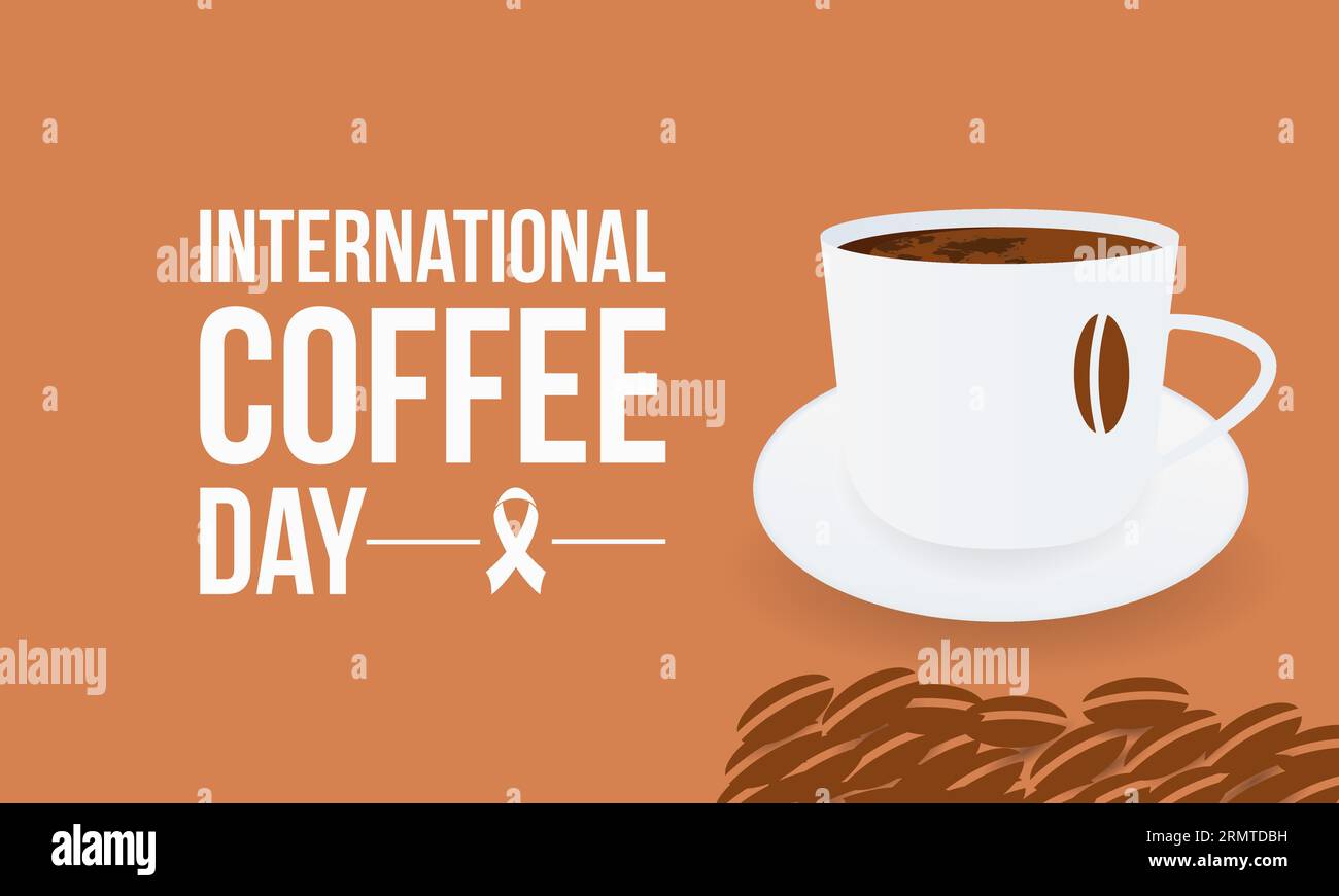 Feiern Sie den Internationalen Kaffeetag mit würzigen Bohnen und herzerwärmenden Brauen. Global Coffee Culture Vector Illustrationsvorlage. Stock Vektor