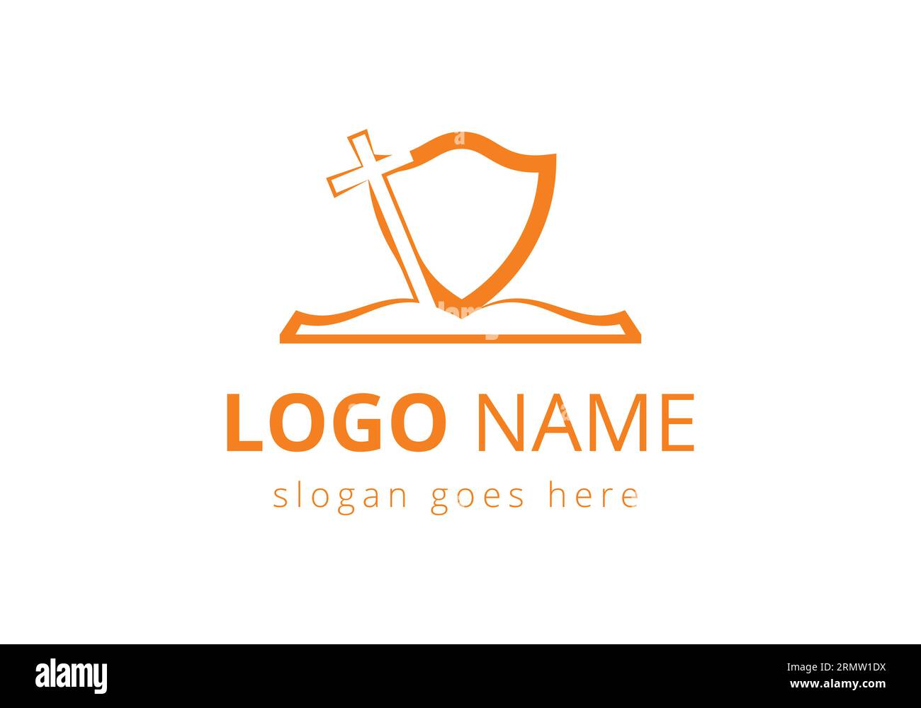 Kirchenlogo mit Buchstabenkonzept. Christliche Zeichen-Symbole. Das Kreuz des Jesus-Logos für die christliche Kirche Stock Vektor