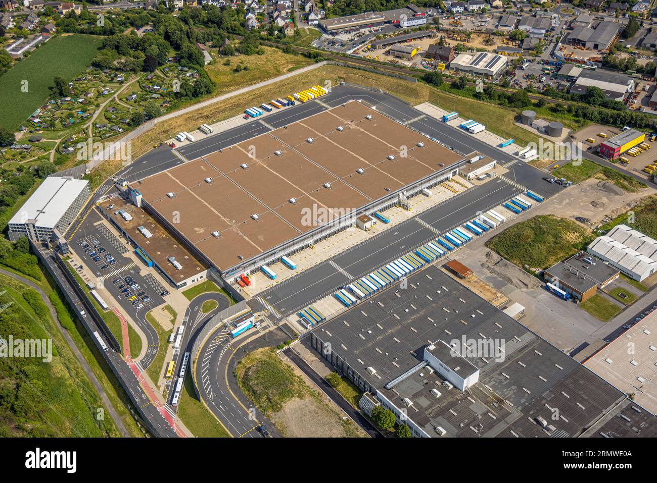 Luftaufnahme, Amazon Vertriebszentrum, Gewerbegebiet Brauckstraße, Rüdinghausen, Witten, Ruhrgebiet, Nordrhein-Westfalen, Deutschland, DE, Europa, Stockfoto
