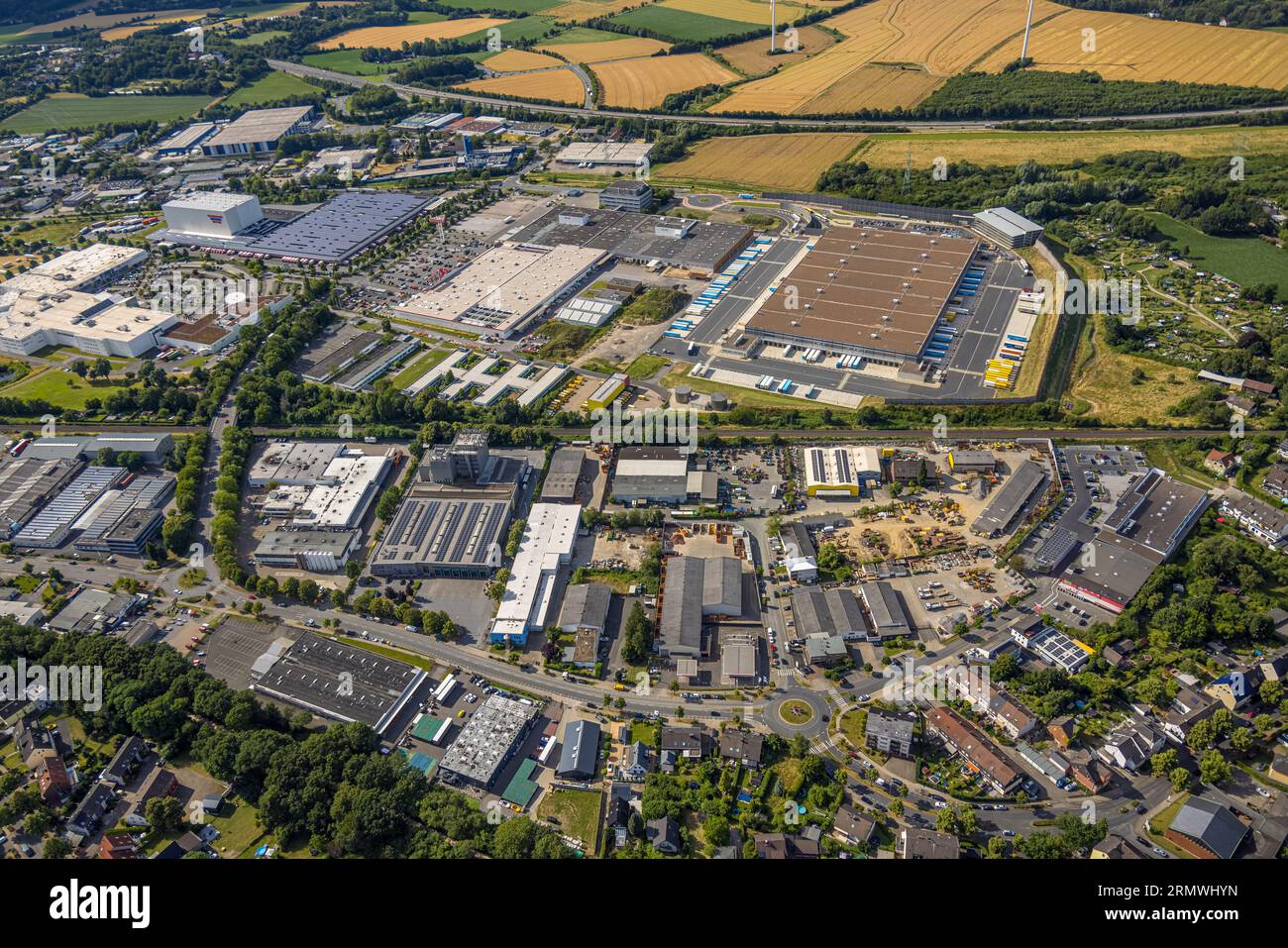 Luftaufnahme, Amazon Vertriebszentrum, Industriepark Brauckstraße, Industriepark Friedrich-Ebert-Straße, Rüdinghausen, Witten, Ruhrgebiet, Norden Stockfoto