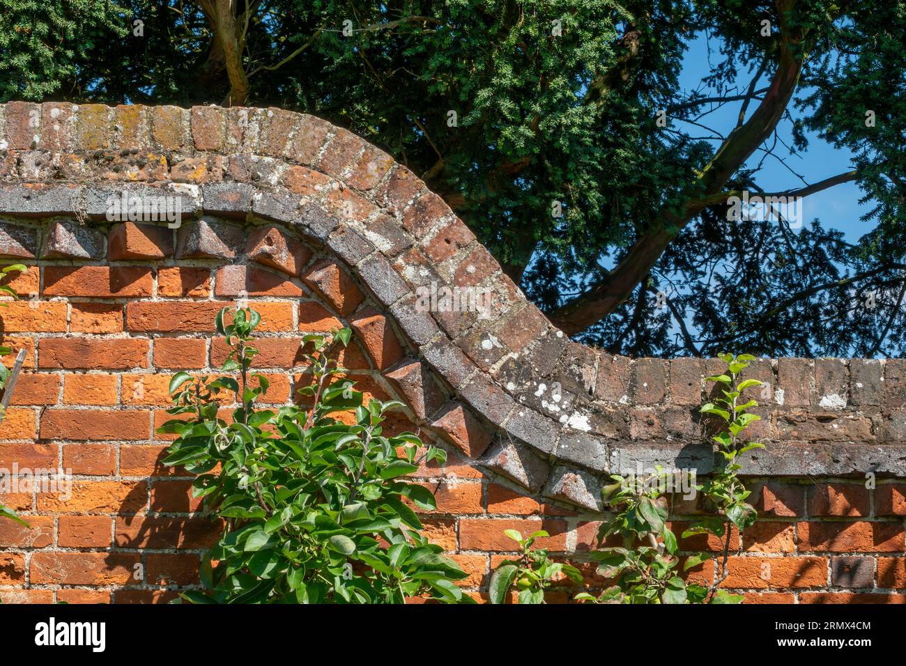 Verzierte Ziegelmauer in Saffron Walden, Essex, England, Großbritannien Stockfoto
