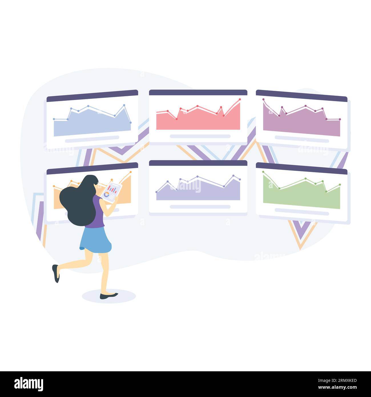 Analyse von Börsenfinanzierungen Aktiengelddarstellungen, die sowohl für ios als auch für das Internet verwendbar sind Stock Vektor
