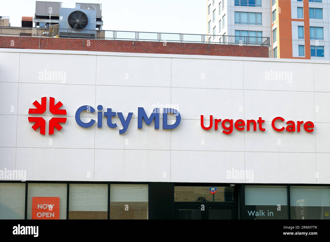 Beschilderung in einem CityMD-Notfallzentrum in New York City Stockfoto