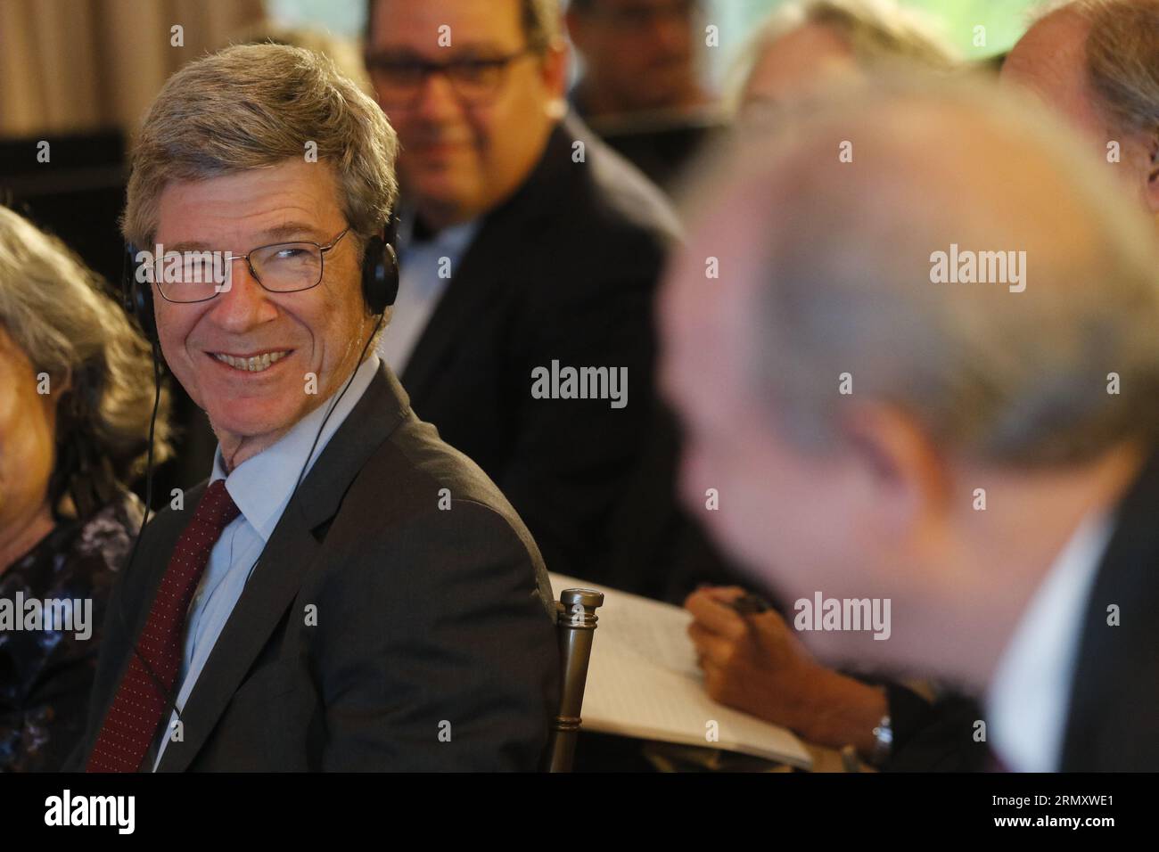 Ökonom Jeffrey Sachs Porträt eines Professors an der Columbia University und Spezialisten für nachhaltige Entwicklung beim Seminar Global Order for Tomorow Stockfoto