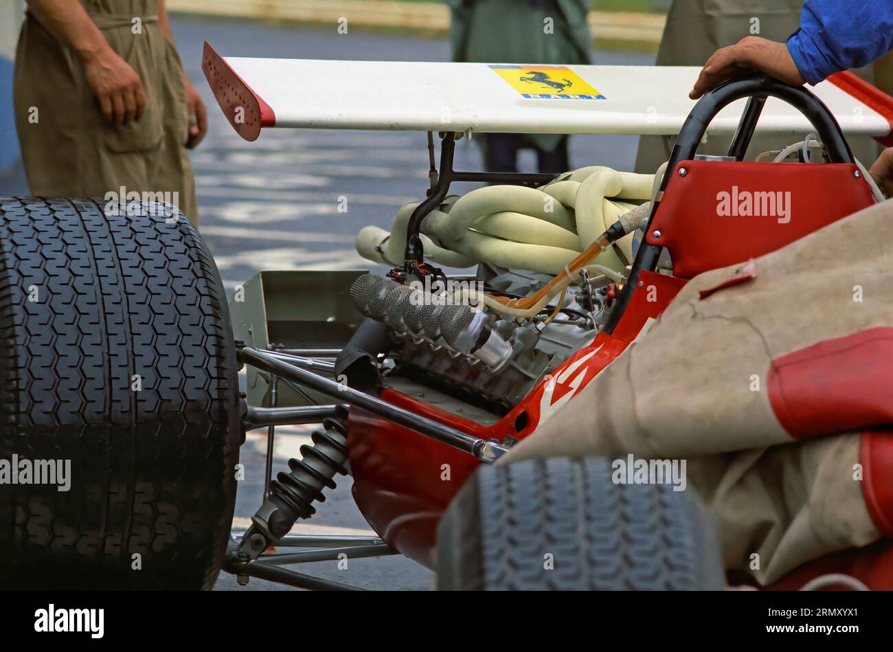 Ferrari Formel-1-Wagen beim Formel-1-Grand Prix 1969 in den Vereinigten Staaten auf dem Watkins Glen Race Course in Watkins Glen New York vom 3. Bis 5. Oktober 1969 Stockfoto