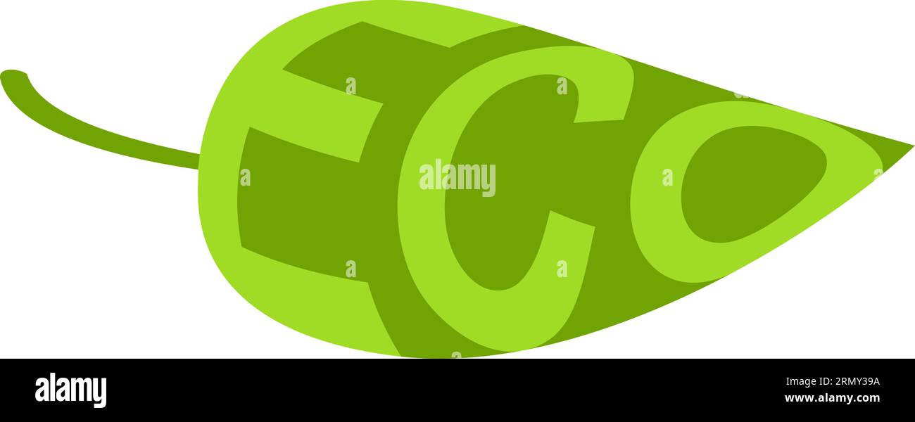 Öko Blatt Symbol mit Textzeichen umweltfreundliche Produkte, Öko grünes Blatt Stock Vektor