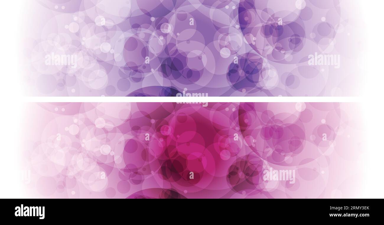 Abstrakte Banner mit violettem und violettem Bokeh-Effekt. Vektorhintergrund Stock Vektor
