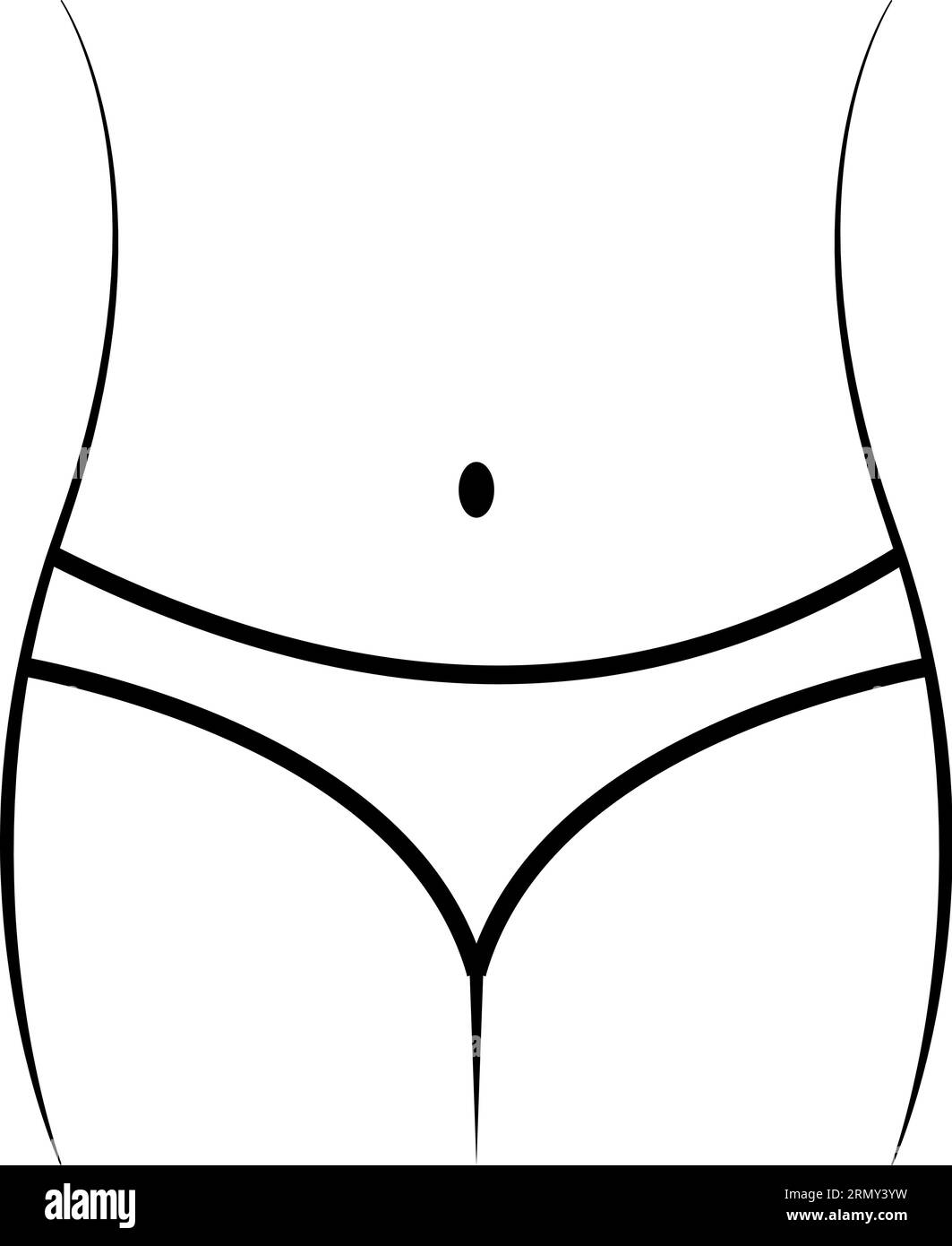 Lineare Schlankheitssymbole Silhouette anmutige weibliche Körper Bauch Diät Fitness Stock Vektor