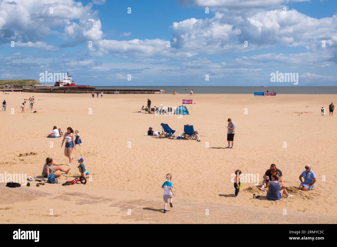 Gorleston auf See. Der Sandstrand. Norfolk, Großbritannien. Stockfoto