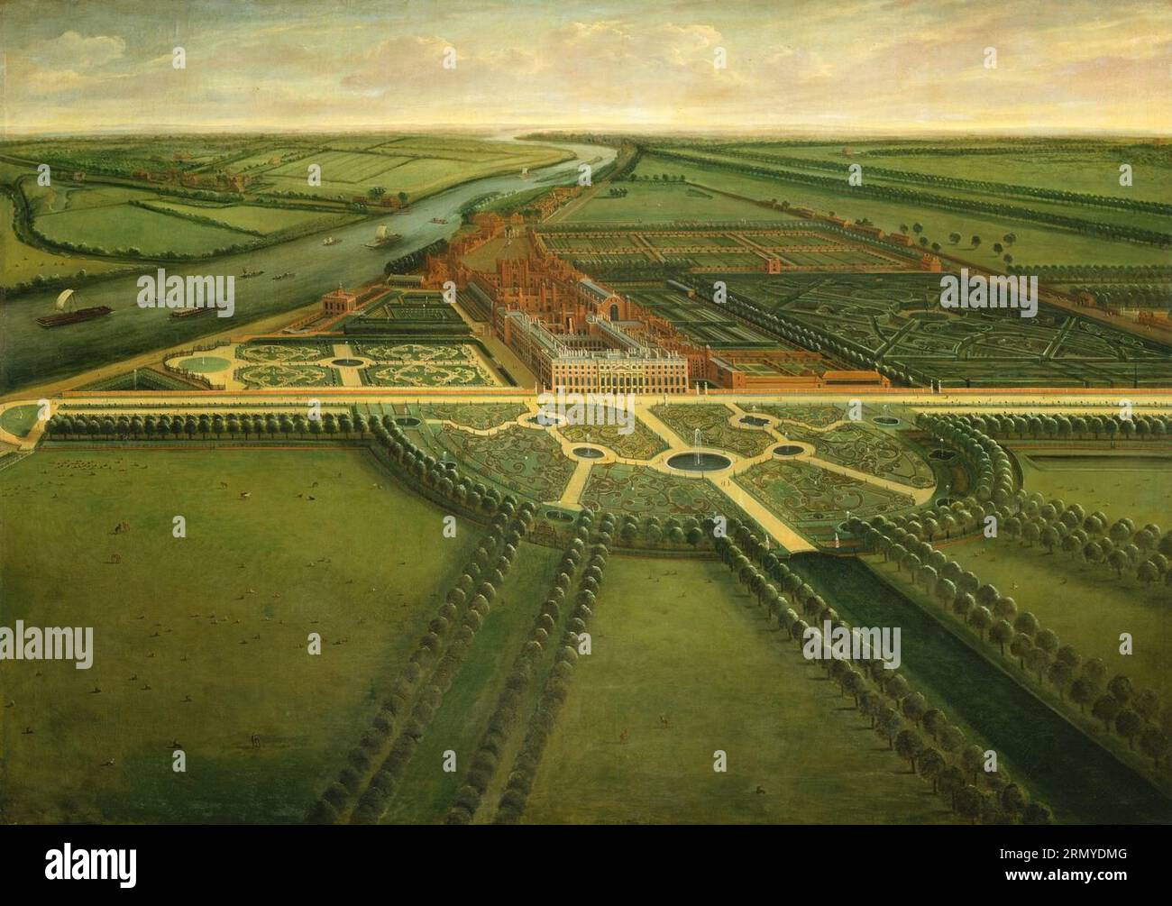 Ein Blick auf Hampton Court zwischen ca. 1702 und ca. 1714 von Leonard Knijff Stockfoto