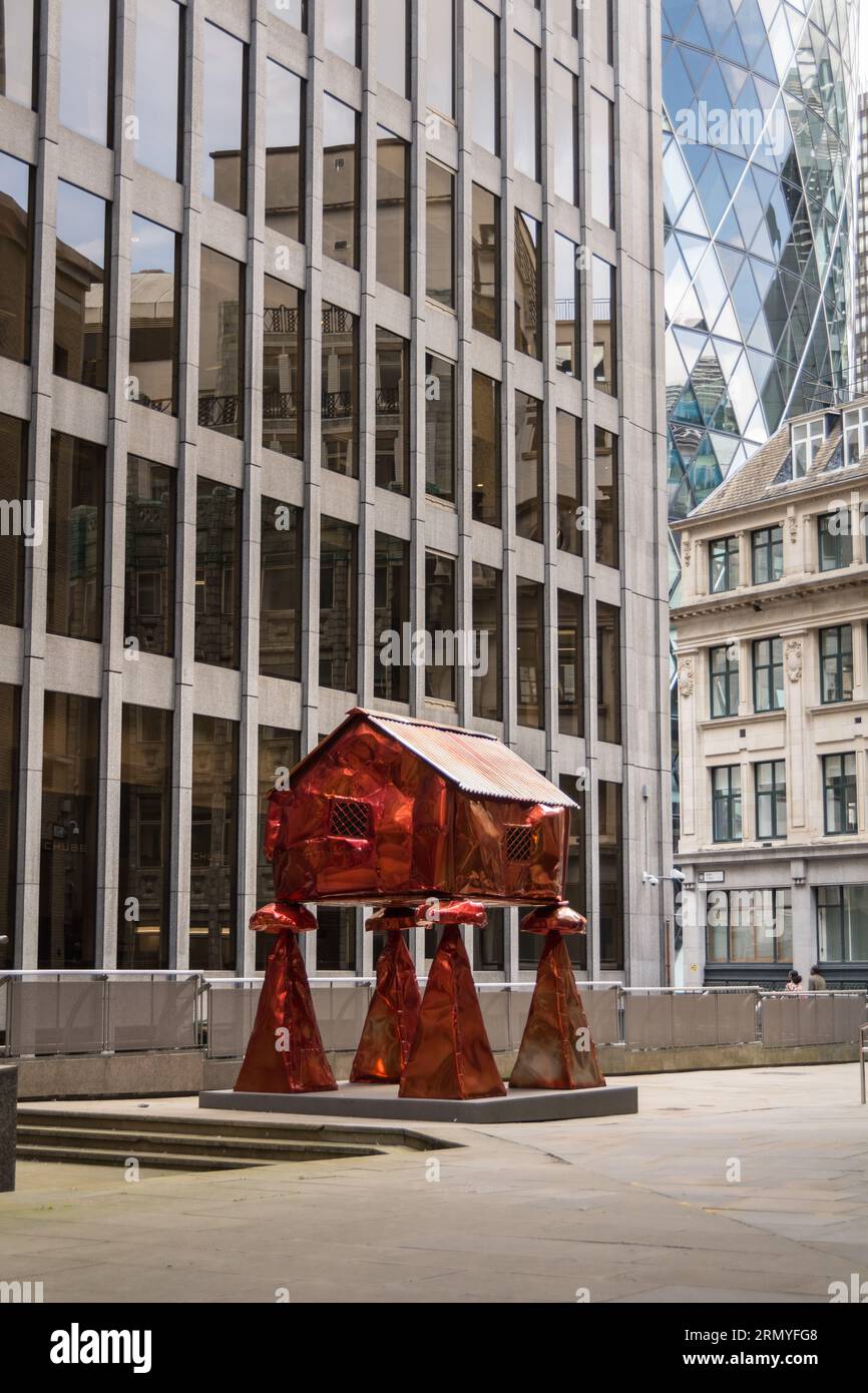 Der Granary aus pulverbeschichtetem Stahl von Jesse Pollock, Teil der Skulptur in der Stadt Stockfoto