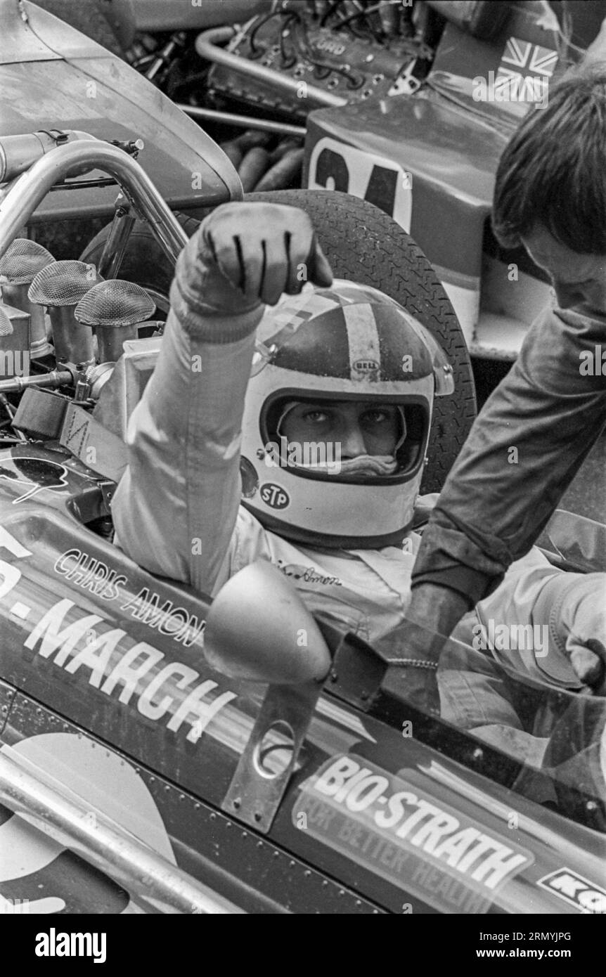 Chris Amon startete im März 701 beim Watkins Glen F1 Grand Prix 1970 auf dem 5. Und 5. Platz Stockfoto