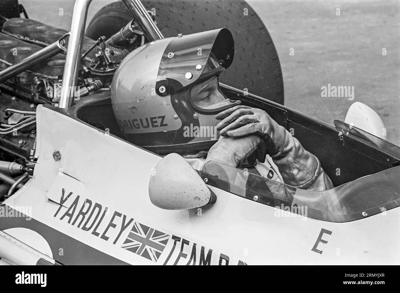 Pedro Rodriguez ina Tarley Team BRM P153 beim Watkins Glen F1 Grand Prix 1970, startete 4. Und belegte 2 Stockfoto
