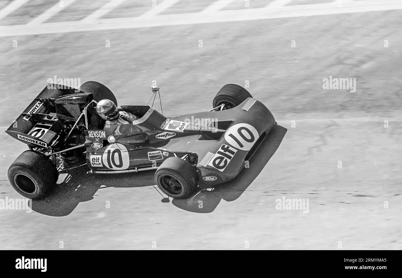 Peter Revson fährt einen Tyyrrell)! Beim Watkins Glen F1 Grand Prix 1971 startete er auf dem 19. Platz, DNF Stockfoto