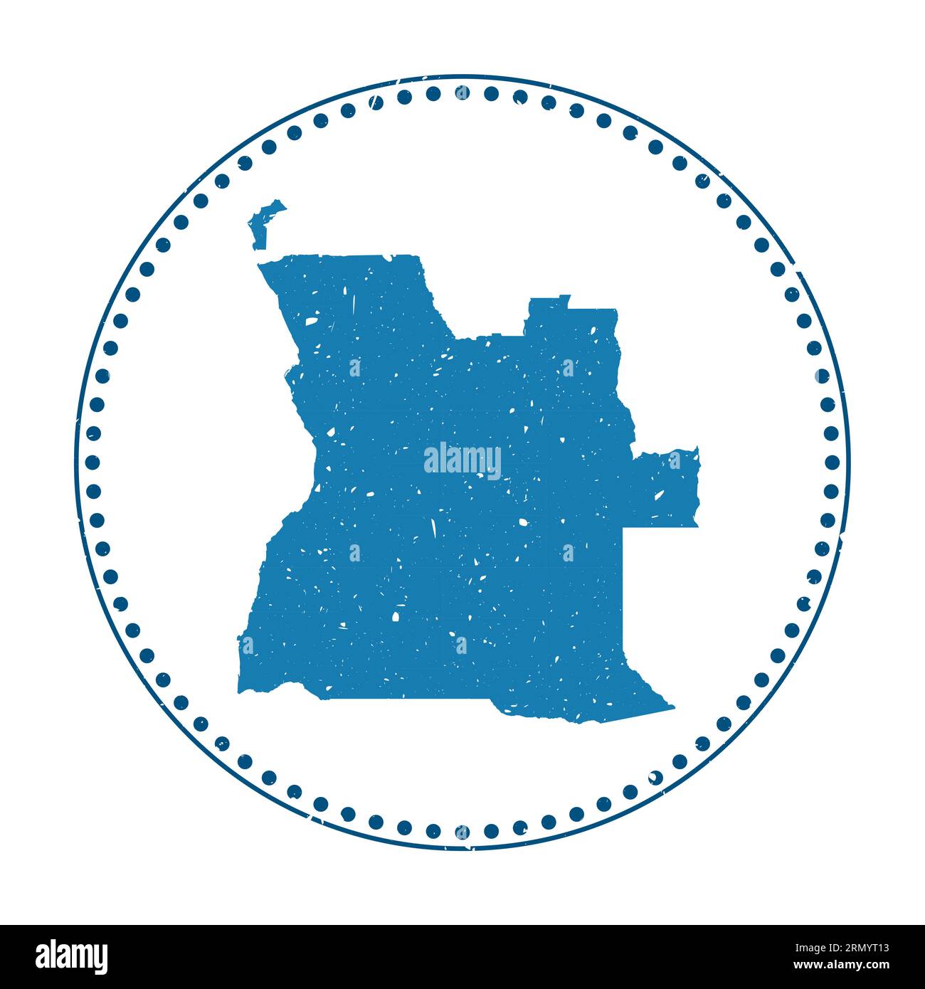 Aufkleber Angola. Reisegummistempel mit Landkarte, Vektorillustration. Kann als Abzeichen, Logo, Etikett, Aufkleber oder Abzeichen von Angola verwendet werden. Stock Vektor