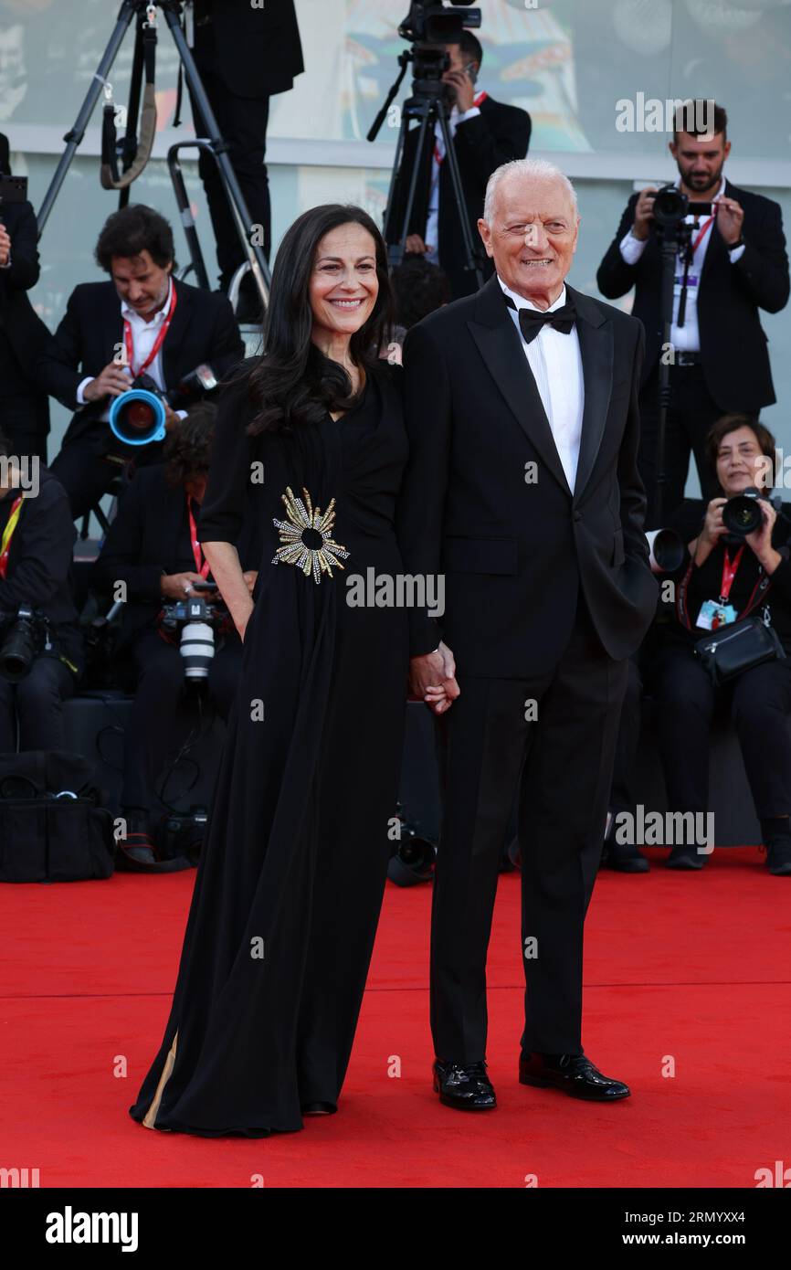 Francesca de Stefano und Santo Versace besuchen den ersten roten Teppich beim 80. Internationalen Filmfestival von Venedig am 30. August 2023 in Venedig, I Stockfoto