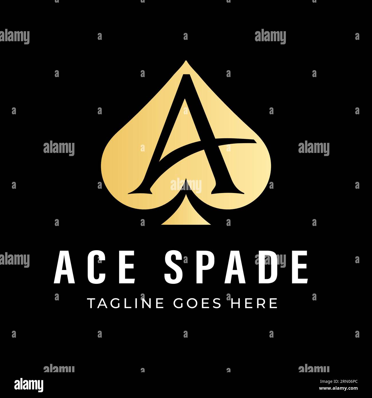 ACE Spade Scoop Monogramm Logo Design mit Buchstabe A. Stock Vektor