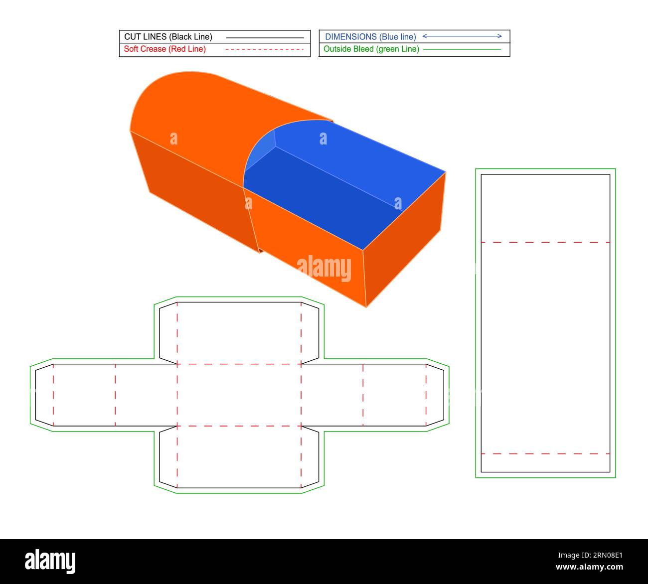 Geschenkbox aus Karton Geschenkbox Papier Geschenkbox die-Line-Vorlage und 3D Vektorfeile Stock Vektor