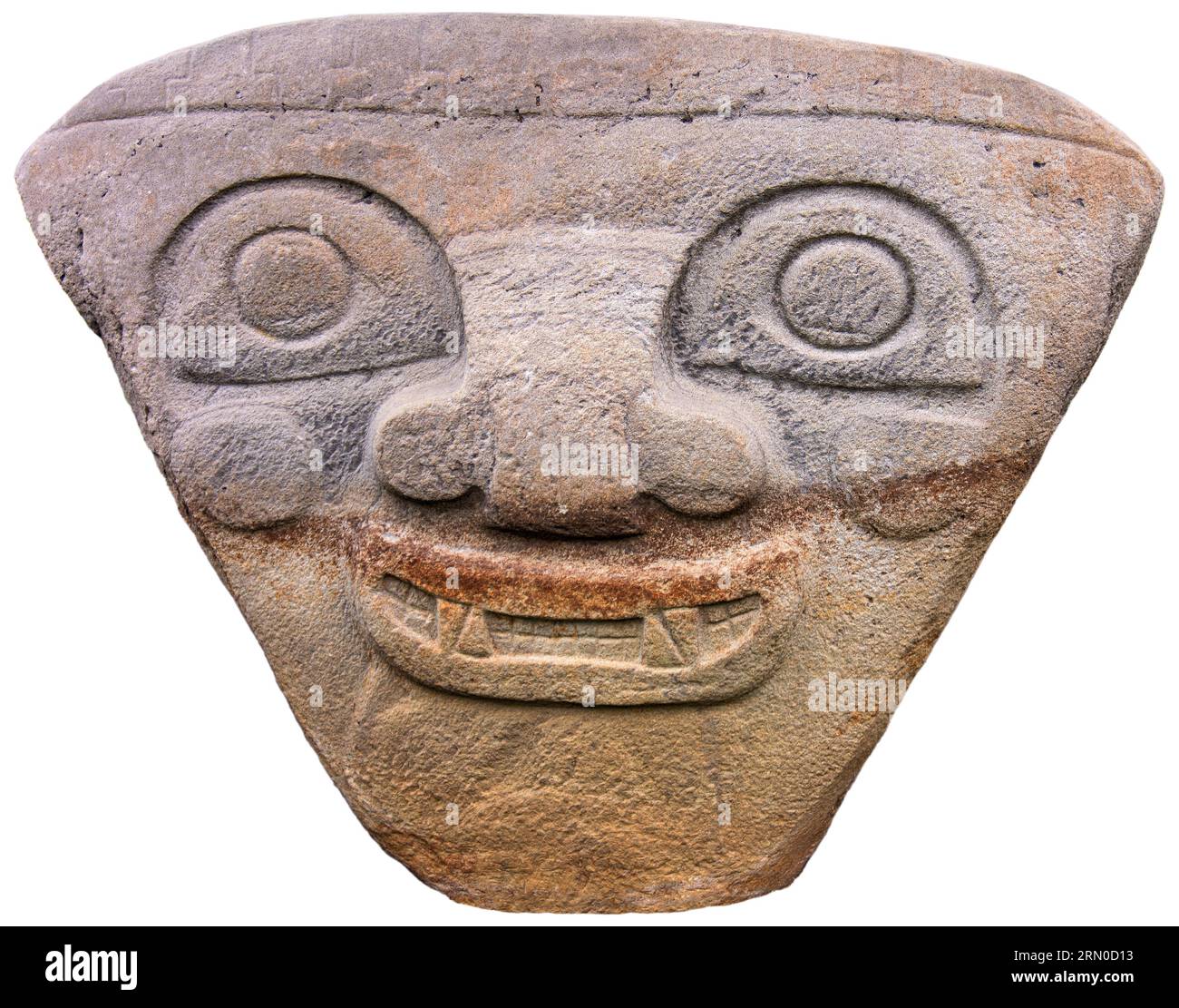 Antikes religiöses Denkmal und megalithische präkolumbianische Skulptur im San Agustín Archäologischen Park, Kolumbien, Steinstatuen, UNESCO-WELTKULTURERBE. Stockfoto