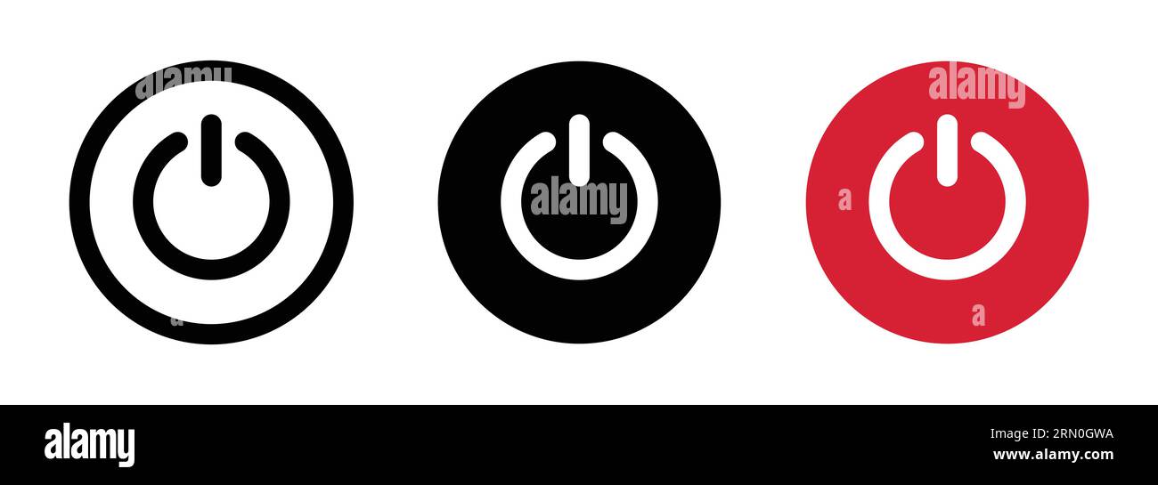 Ein/aus-Taste. Symbol für ein-/Ausschalten. Drücken Sie das Startschaltflächenzeichen isoliert auf weißem Hintergrund. Vektor für ein-/Ausschalter im Kreis. Stock Vektor