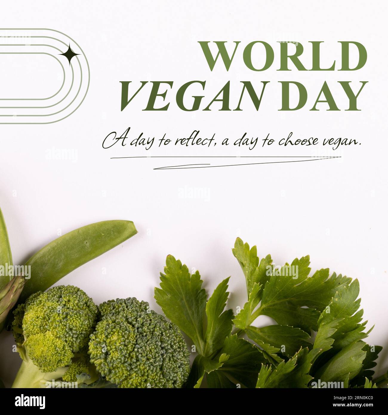 Mischung aus Brokkoli und Koriander, weltweiter veganer Tag, ein Tag zum Nachdenken, ein Tag zum Auswählen veganer Texte Stockfoto