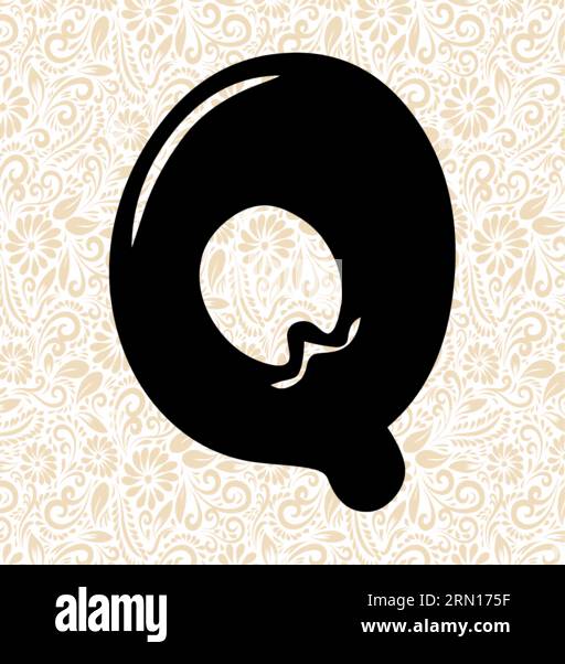 Bubbly Alphabet Q, Schwarzer Alphabetvektor, Alphabetvektor, Alphabetsilhouettenvektor, Schriftvektor, Letzte Kunst, Alphabetvektor, Schriftvektor Stock Vektor