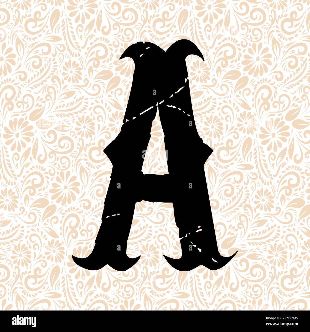 Karneval Alphabet A OBEN , Schwarzer Alphabetvektor, Alphabetvektor, Alphabetsilhouettenvektor, Schriftvektor, Letzte Kunst, Alphabetvektor, Schriftvektor Stock Vektor