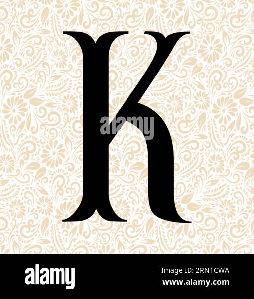 Fishtail Alphabet K , Schwarzer Alphabetvektor, Alphabetvektor, Alphabetsilhouettenvektor, Schriftvektor , Letztere Kunst, Alphabet Vector, Font Vector Stock Vektor