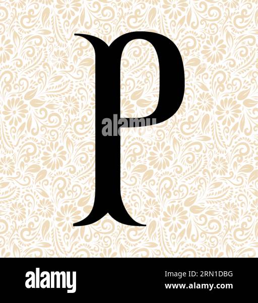 Fishtail Alphabet P , Schwarzer Alphabetvektor, Alphabetvektor, Alphabetsilhouettenvektor, Schriftvektor , Letztere Kunst, Alphabet Vector, Font Vector Stock Vektor