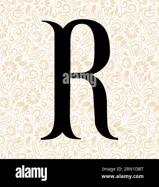 Fishtail Alphabet R , Schwarzer Alphabetvektor, Alphabetvektor, Alphabetsilhouettenvektor, Schriftvektor , Letztere Kunst, Alphabet Vector, Font Vector Stock Vektor