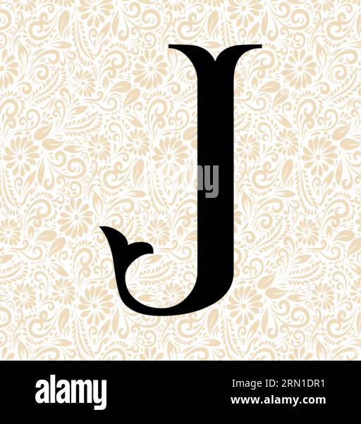 Fishtail Alphabet J , Schwarzer Alphabetvektor, Alphabetvektor, Alphabetsilhouettenvektor, Schriftvektor , Letztere Kunst, Alphabet Vector, Font Vector Stock Vektor