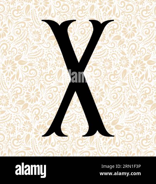 Fishtail Alphabet X , Schwarzer Alphabetvektor, Alphabetvektor, Alphabetsilhouettenvektor, Schriftvektor, Letztere Kunst, Alphabet Vector, Font Vector Stock Vektor