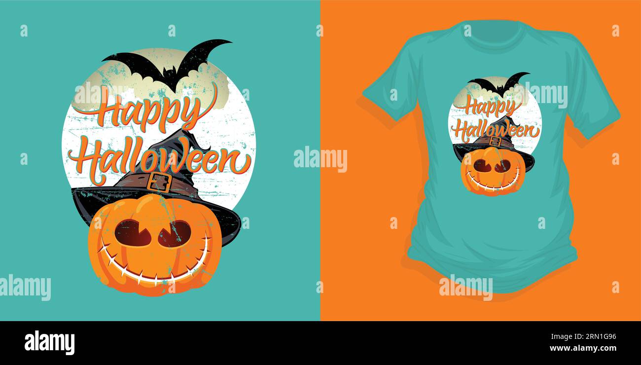 Happy Halloween T-Shirts, Vintage, Typografie Design, Horror, gruseliges T-Shirt Stock Vektor