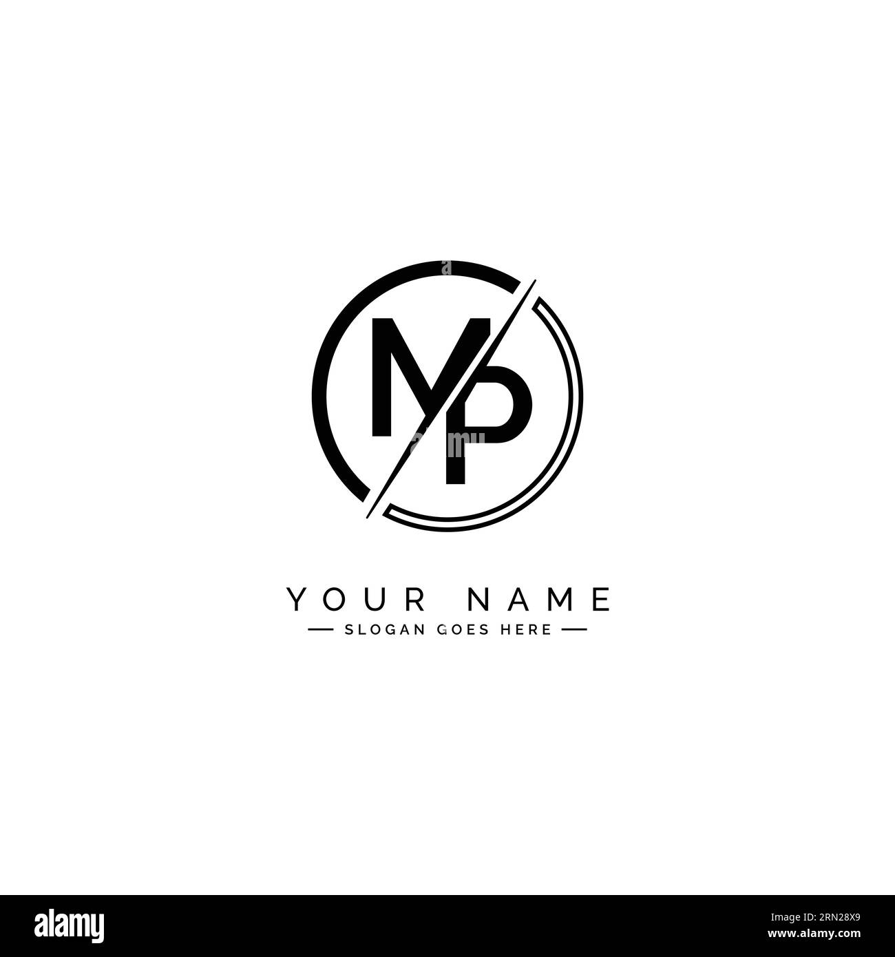 MP Minimal Vector Logo - einfaches Business-Logo für Monogramm M und P Stock Vektor